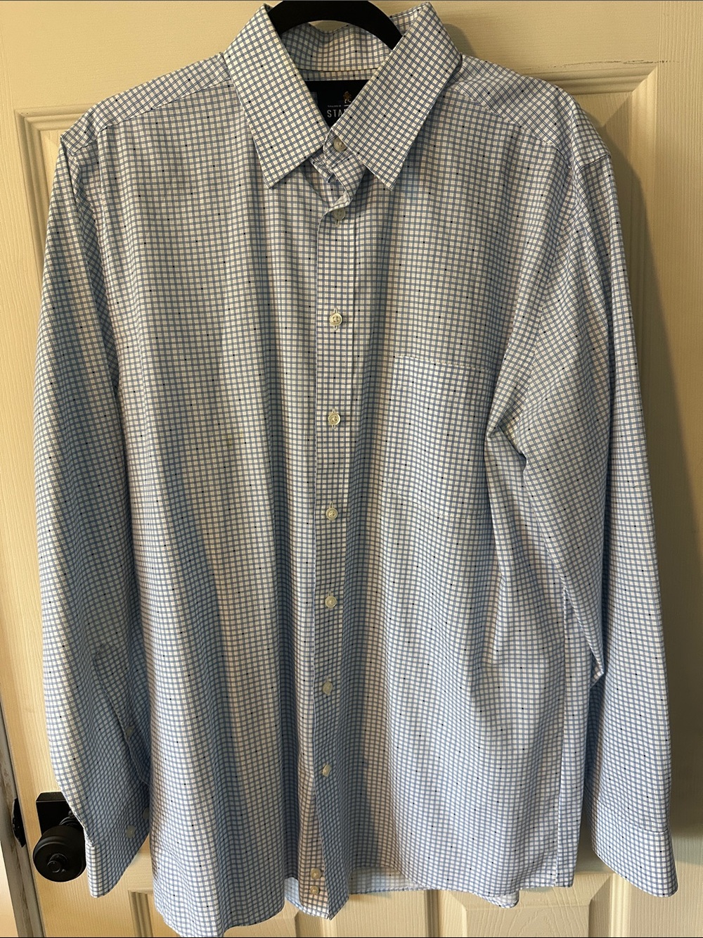 Stafford Light Blue and White Micro-Check Dress Shirt